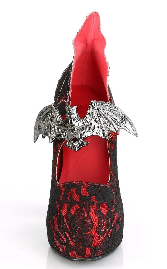 DEMON-18 Red Lace Mary Jane Heels