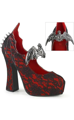 DEMON-18 Red Lace Mary Jane Heels