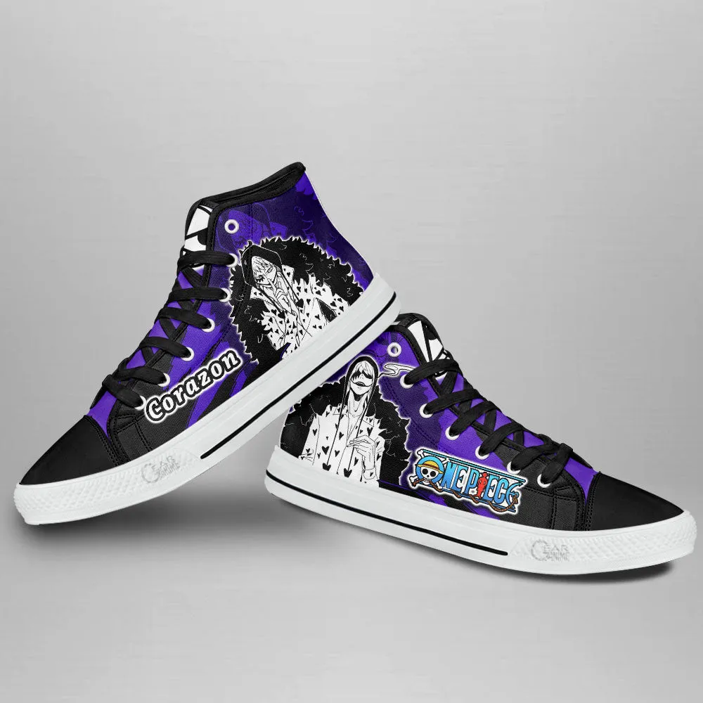 Donquixote Rosinante High Top Shoes OP Custom Anime Sneakers Mix Manga