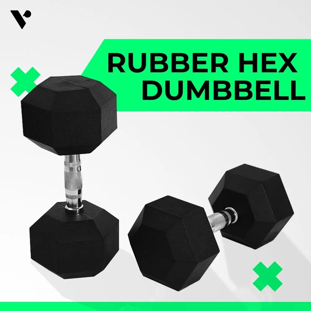 Durable 15kg Hex Rubber Dumbbells with Chrome Handle - VERPEAK