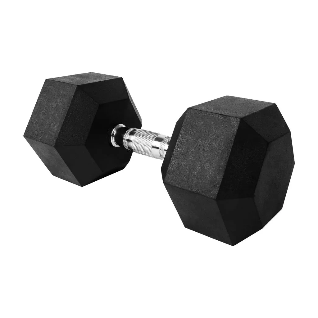 Durable 15kg Hex Rubber Dumbbells with Chrome Handle - VERPEAK