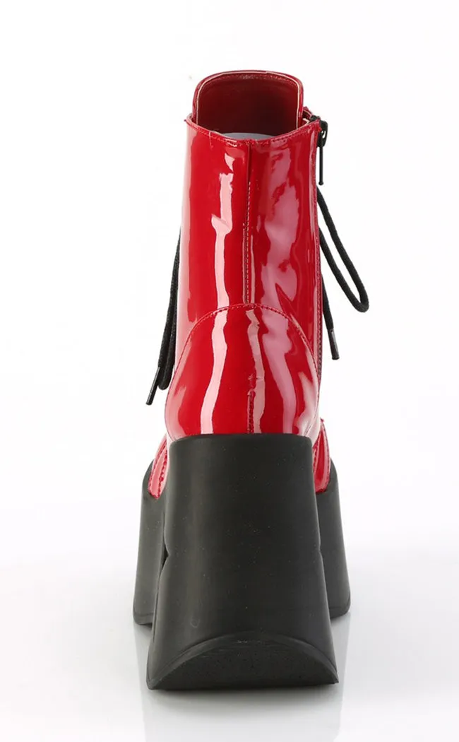 DYNAMITE-106 Red Patent Ankle Boots