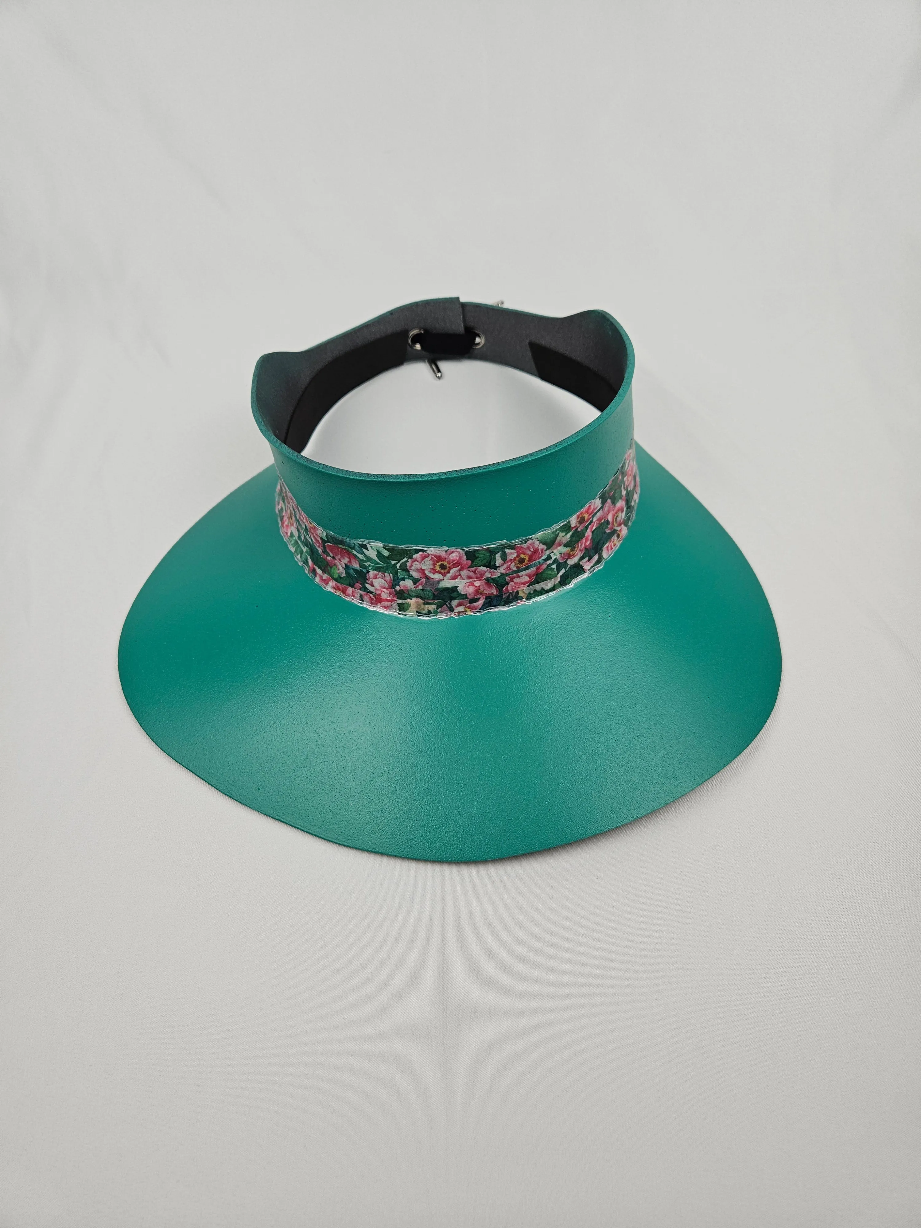 Emerald Green LadyEVA Visor Hat with Pink/Green Floral Band