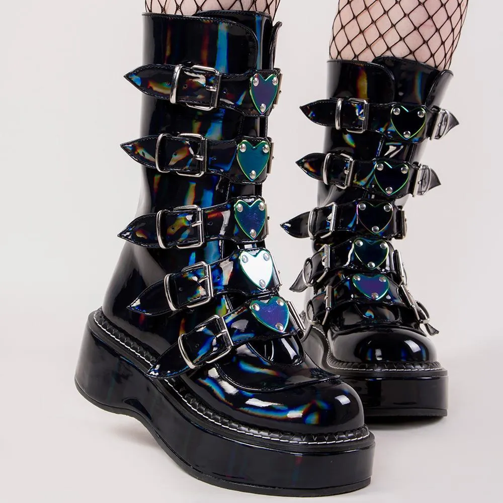 EMILY-330 Black Holographic Boots