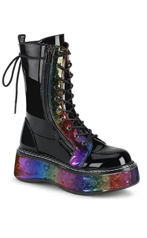 EMILY-350 Black Holographic Rainbow Boots