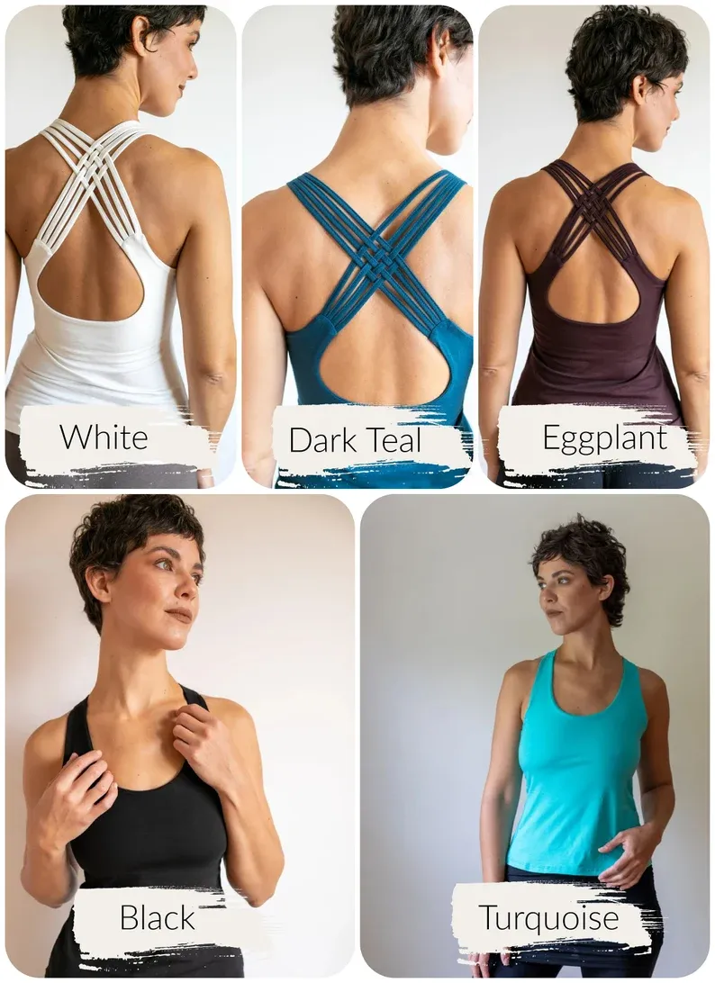 Faith Strappy Yoga Tank Top with Built in Bra