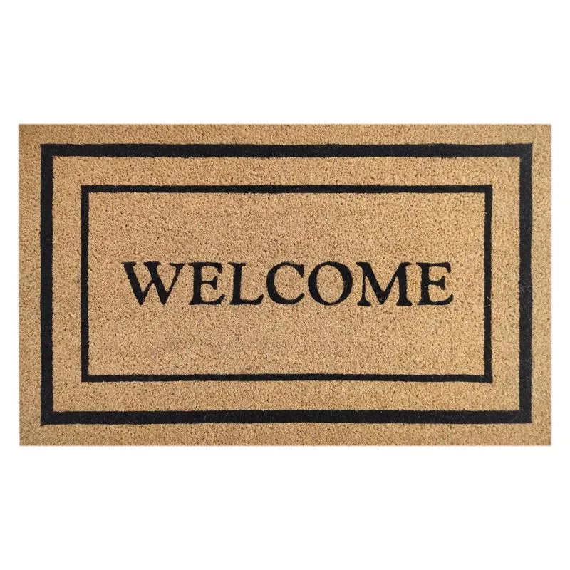 First Concept 18 in. W X 30 in. L Black/Brown Welcome Coir Door Mat