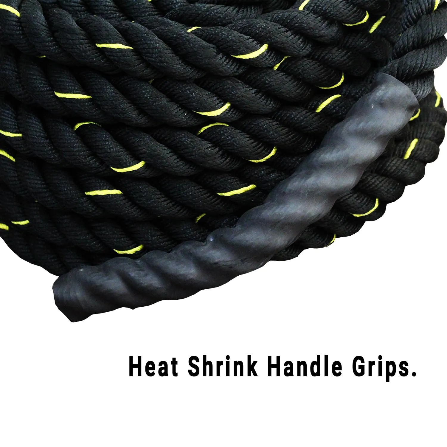 Fit Fusion Polyester Flexible Black Yellow Diameter 1.5-Inch Heavy Battle Rope for Gym and Home Workouts(50 Feet)