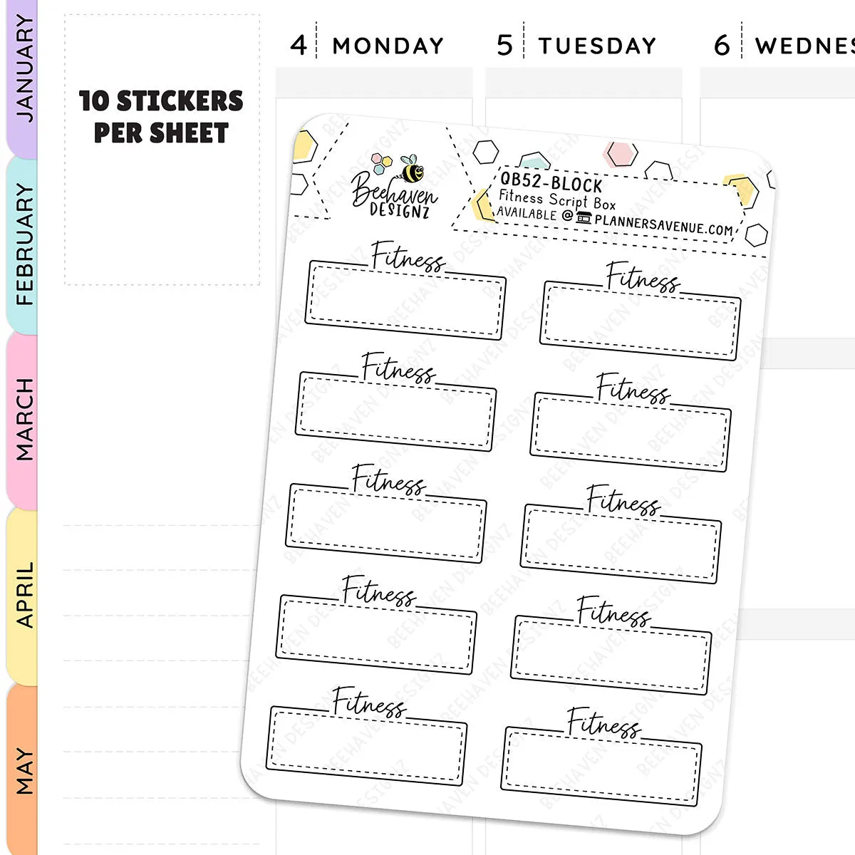 Fitness Script Box Planner Stickers