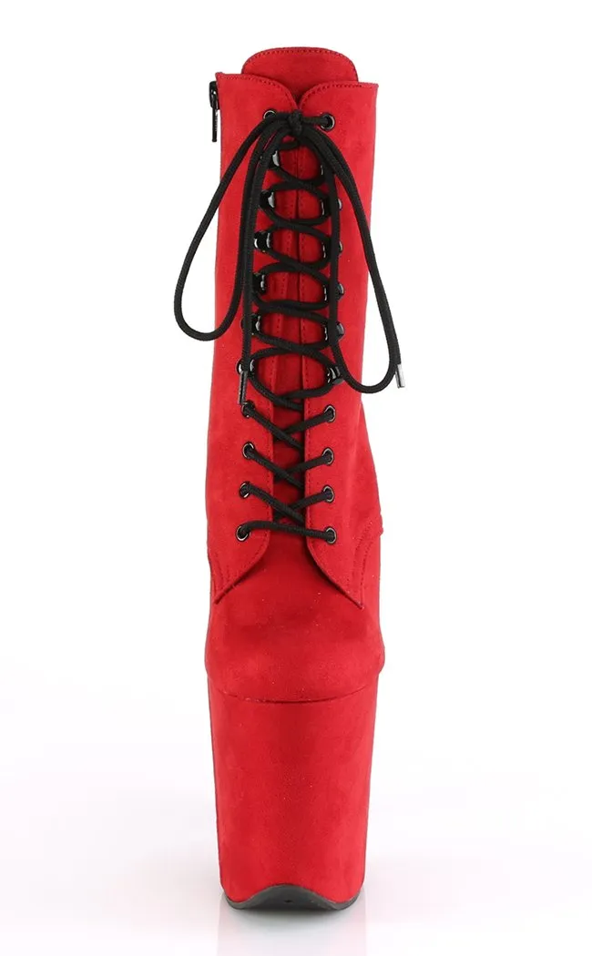 FLAMINGO-1020FS Red Suede Ankle Boots