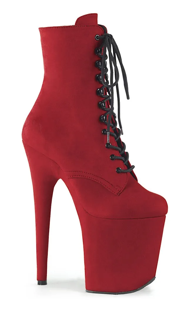 FLAMINGO-1020FS Red Suede Ankle Boots