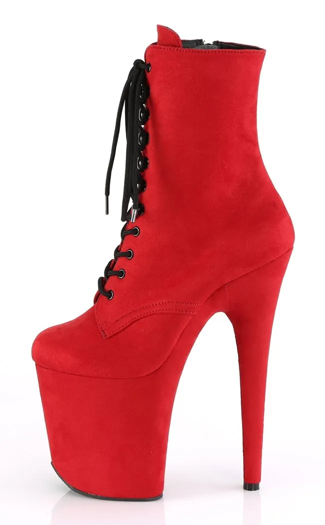 FLAMINGO-1020FS Red Suede Ankle Boots