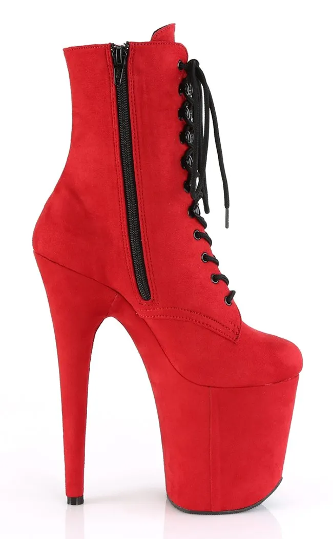 FLAMINGO-1020FS Red Suede Ankle Boots