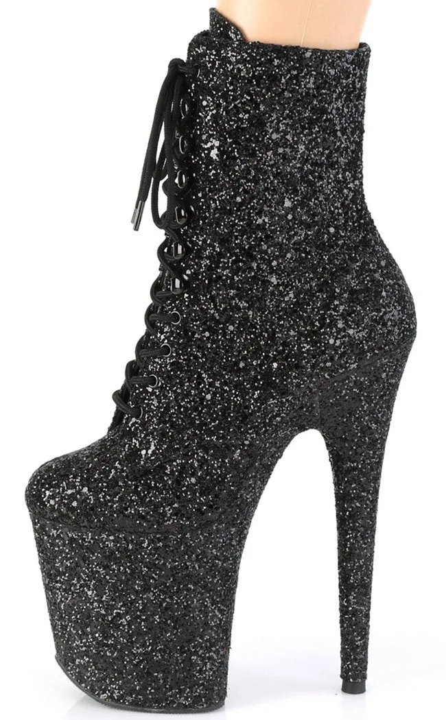 FLAMINGO-1020GWR Black Glitter Ankle Boots