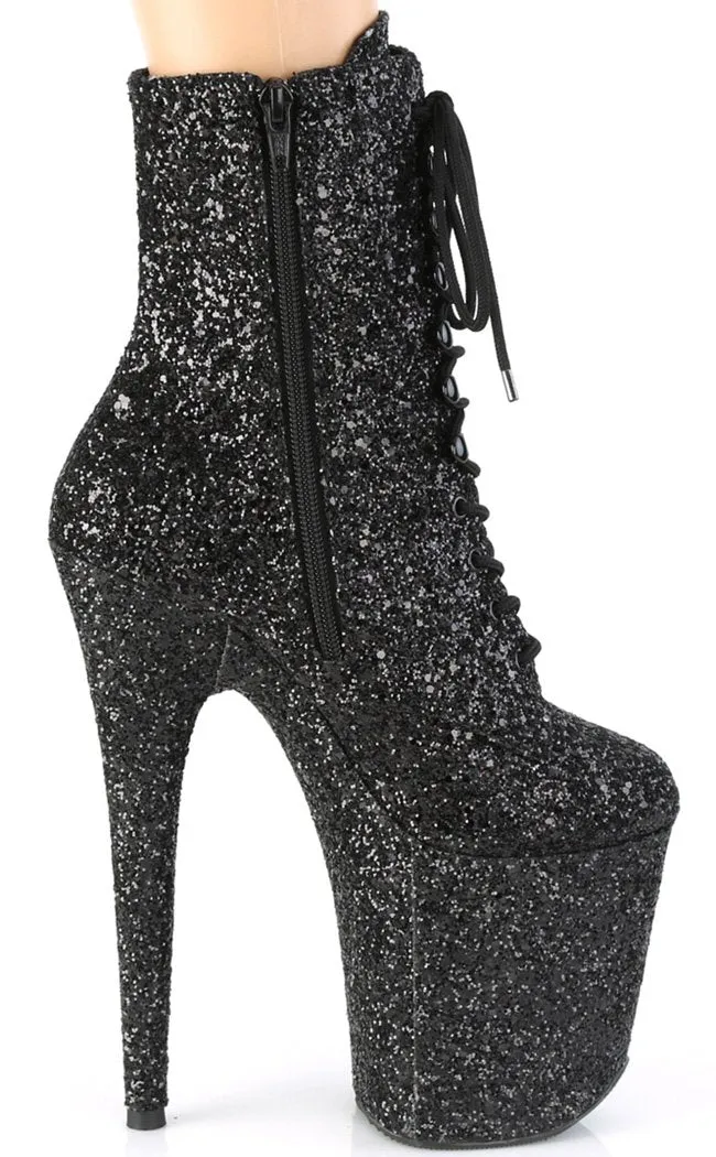 FLAMINGO-1020GWR Black Glitter Ankle Boots