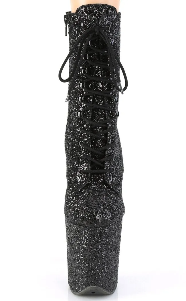 FLAMINGO-1020GWR Black Glitter Ankle Boots