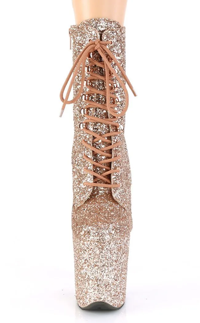 FLAMINGO-1020GWR Rose Gold Glitter Ankle Boots