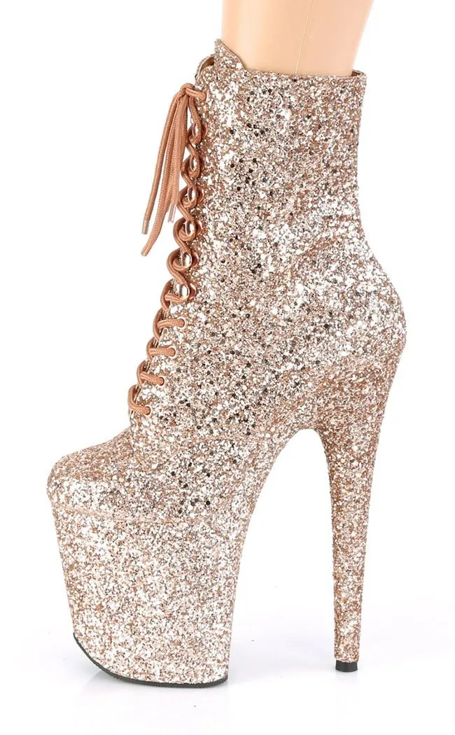 FLAMINGO-1020GWR Rose Gold Glitter Ankle Boots