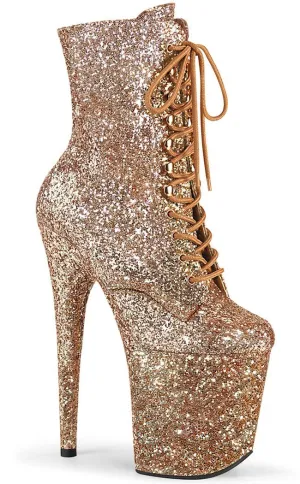 FLAMINGO-1020GWR Rose Gold Glitter Ankle Boots