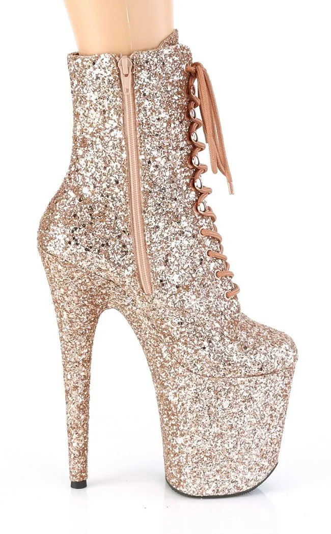 FLAMINGO-1020GWR Rose Gold Glitter Ankle Boots