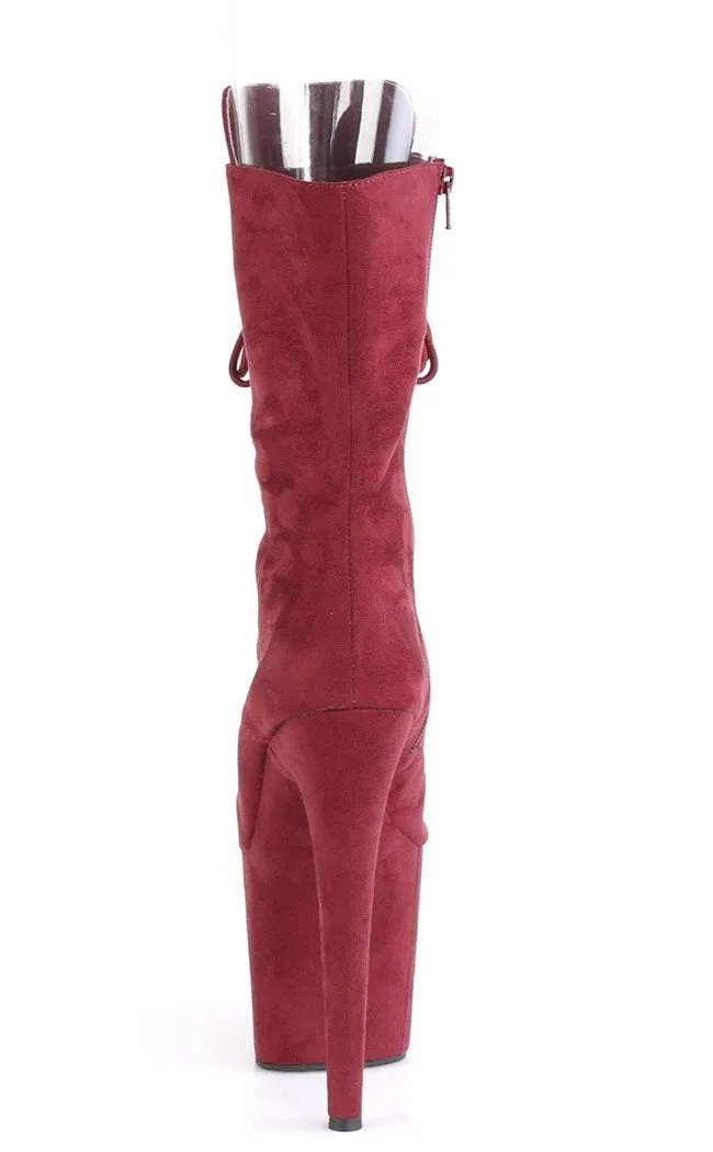 FLAMINGO-1051FS Burgundy Suede Open Toe Boots