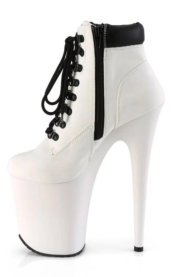 FLAMINGO-800TL-02 White Nubuck Vegan Leather Platform Heels