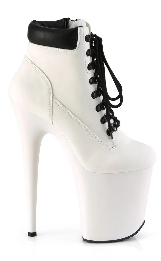 FLAMINGO-800TL-02 White Nubuck Vegan Leather Platform Heels