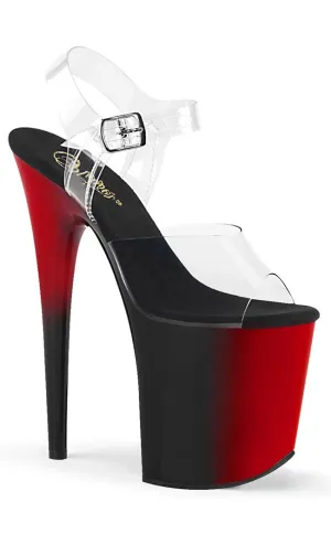 FLAMINGO-808BR Clear & Red-Black Platform Heels