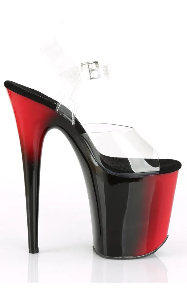 FLAMINGO-808BR Clear & Red-Black Platform Heels