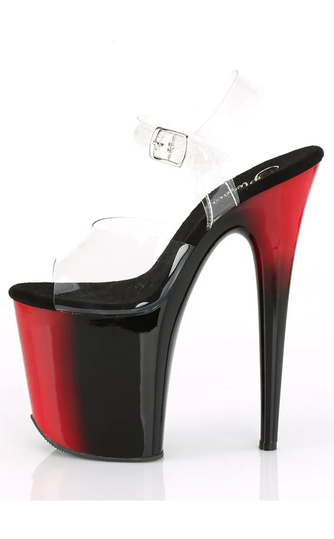 FLAMINGO-808BR Clear & Red-Black Platform Heels