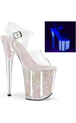 FLAMINGO-808UVG Clear & Opal Glitter UV Heels