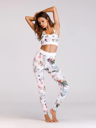 Floral 2 piece yoga fitness workout clothing set