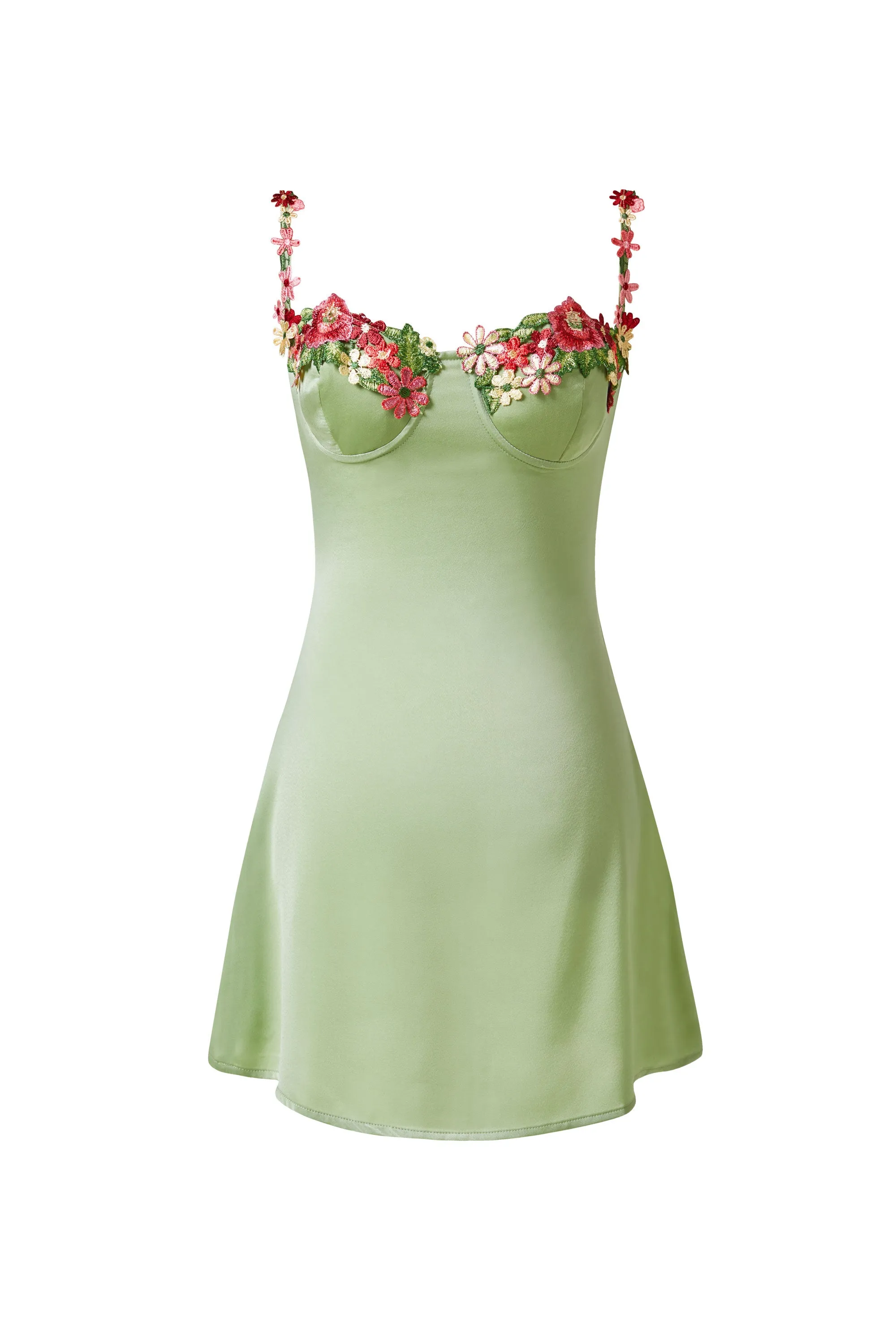 Fresh Start Embroidered Green Dress