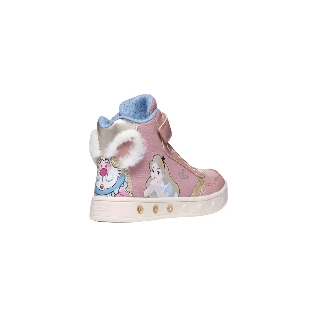 Geox scarpa sneakers alta da bambina con luci Skylin J468WG rosa chiaro-platino