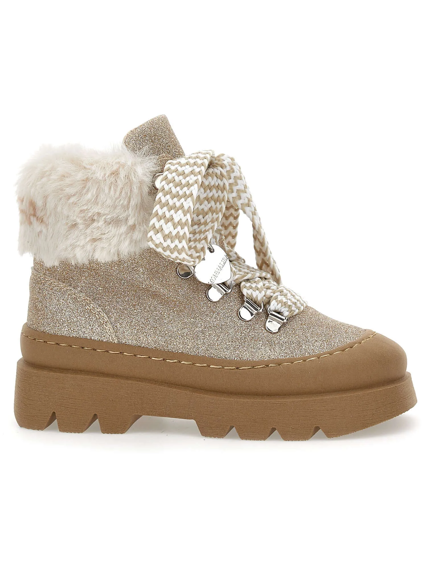 Girls Beige Chunky Boots