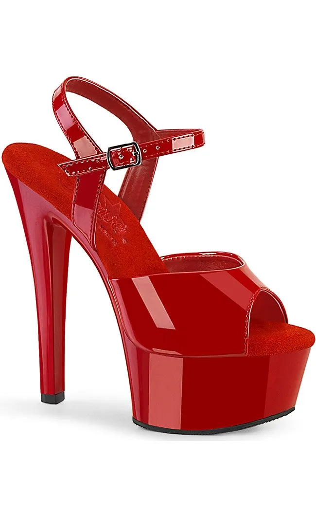 GLEAM-609 Red Patent Platform Heels