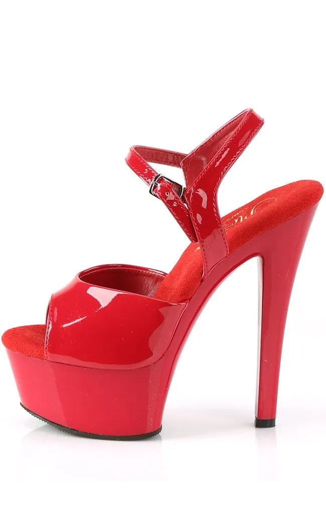 GLEAM-609 Red Patent Platform Heels