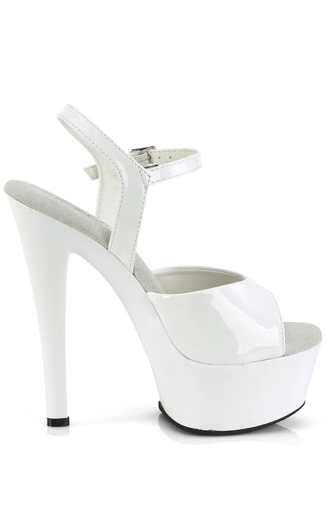 GLEAM-609 White Patent Platform Heels