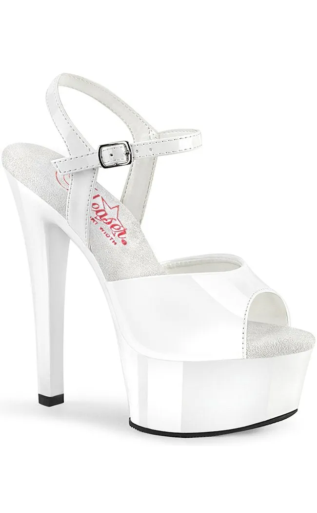 GLEAM-609 White Patent Platform Heels