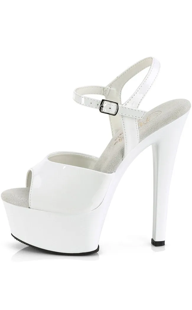 GLEAM-609 White Patent Platform Heels