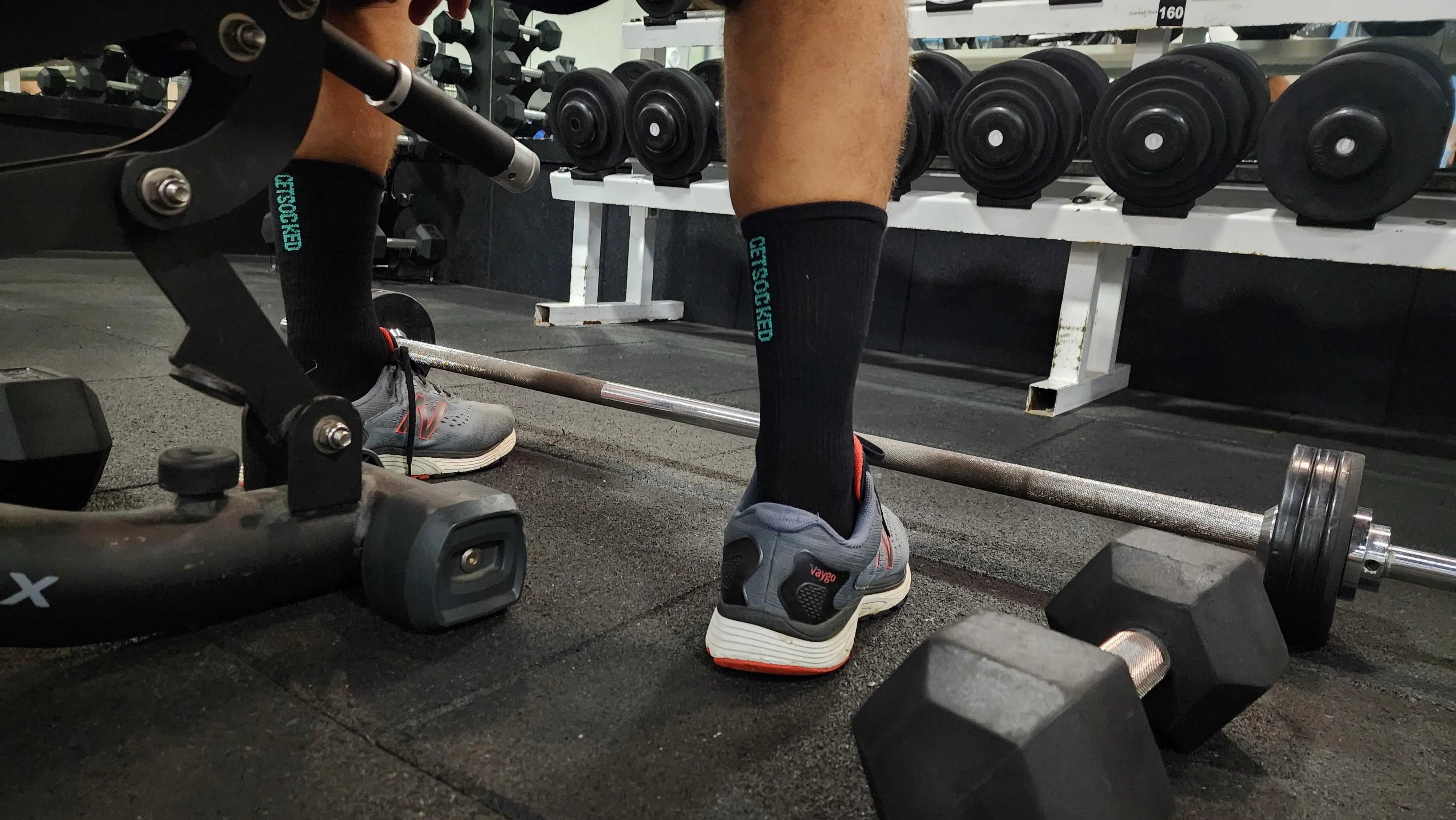 Gym Socks - Black with Blue Writing