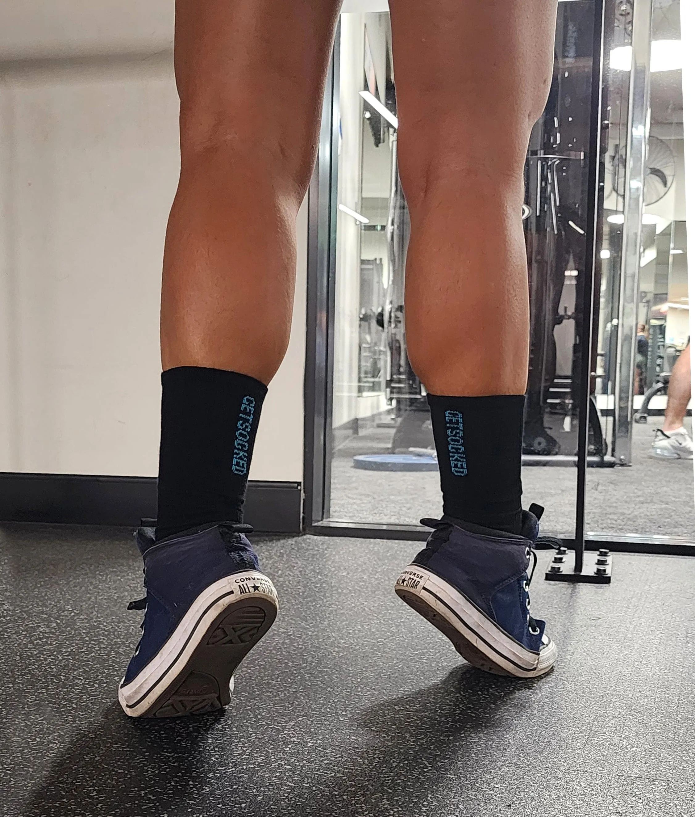 Gym Socks - Black with Blue Writing