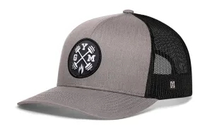 GYM Trucker Hat  |  Gray Black Workout Snapback