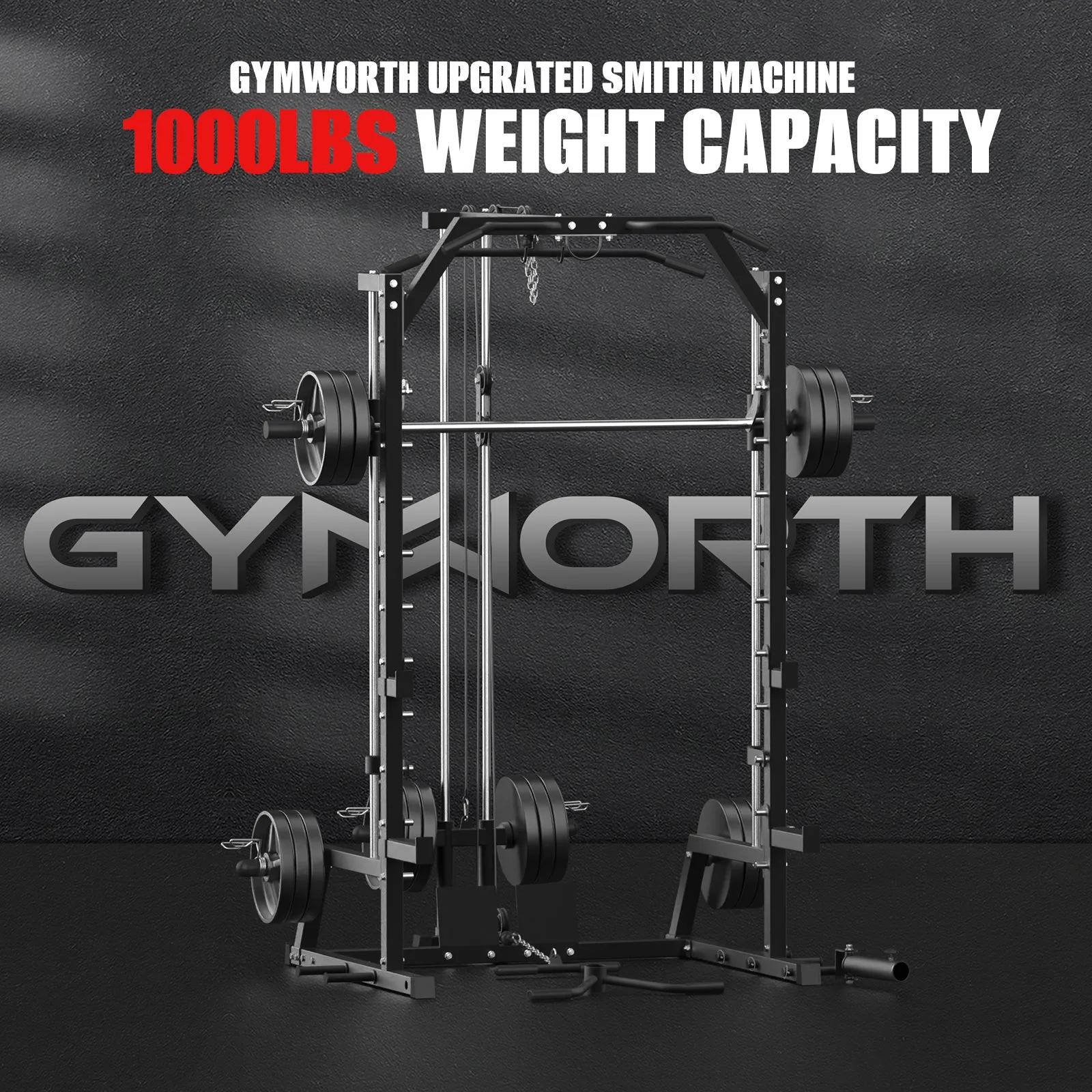 GYMWORTH SMITH  MACHINE| POWER RACK WITH LAT PULLDOWN | GW1000