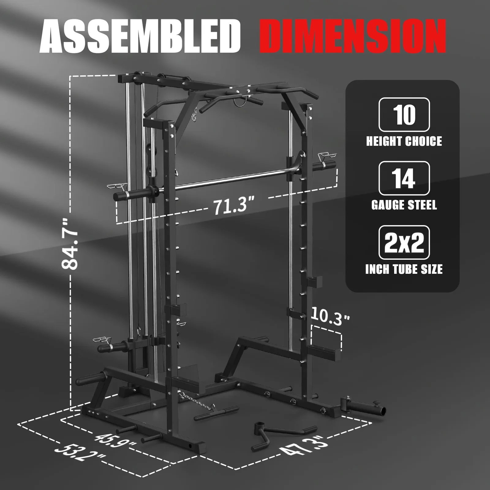 GYMWORTH SMITH  MACHINE| POWER RACK WITH LAT PULLDOWN | GW1000