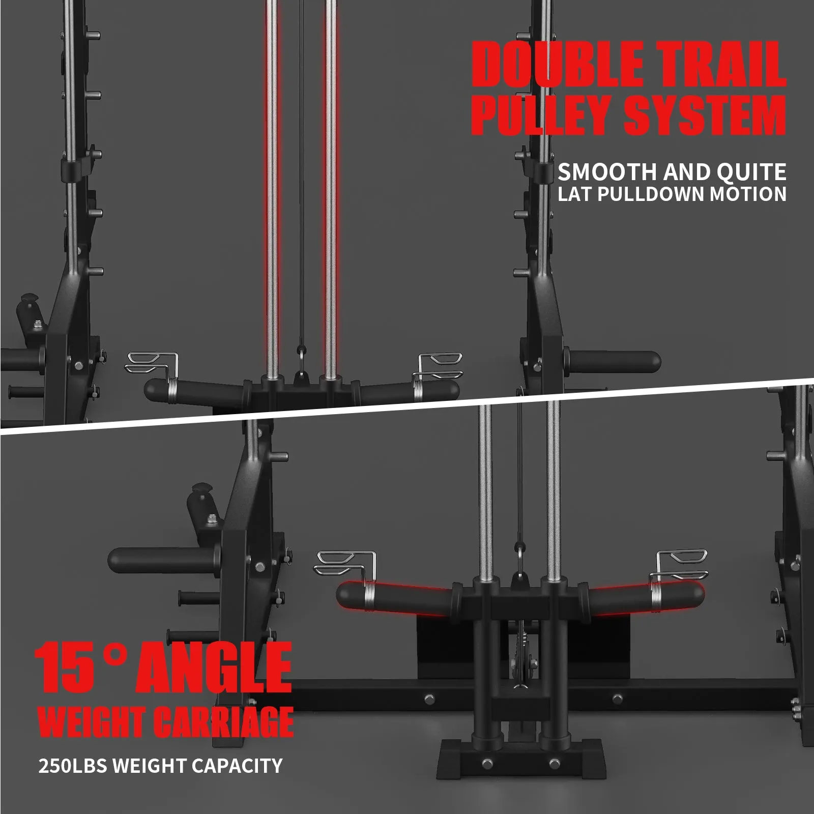 GYMWORTH SMITH  MACHINE| POWER RACK WITH LAT PULLDOWN | GW1000