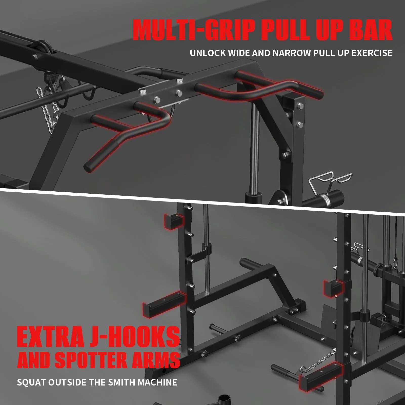 GYMWORTH SMITH  MACHINE| POWER RACK WITH LAT PULLDOWN | GW1000