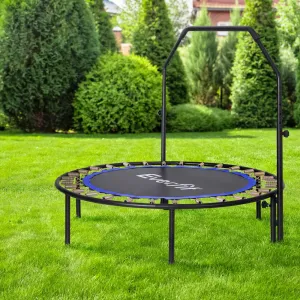 Heavy-Gauge Steel Round Trampoline with Adjustable Handrail Everfit