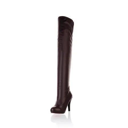 High heels fold over thigh high boots slimming long boots