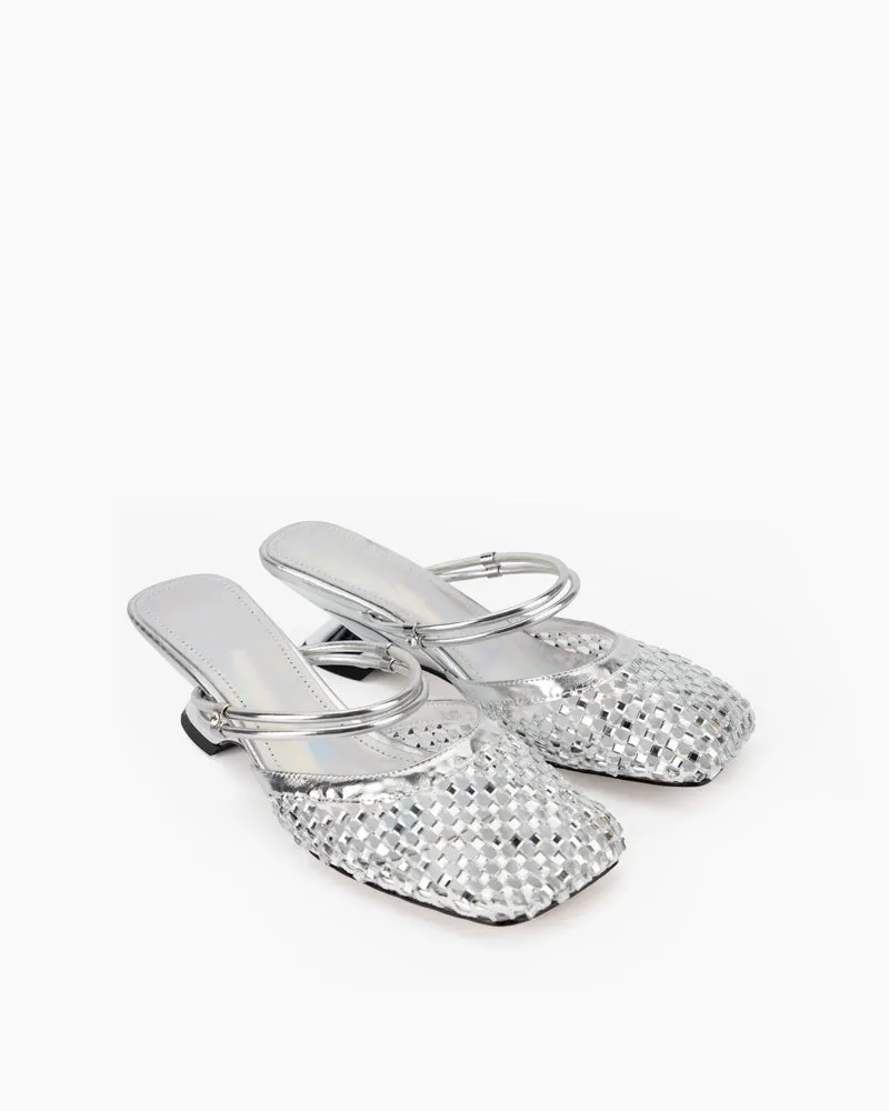 Hollowed Mesh Rhinestone Wrapped Sandals